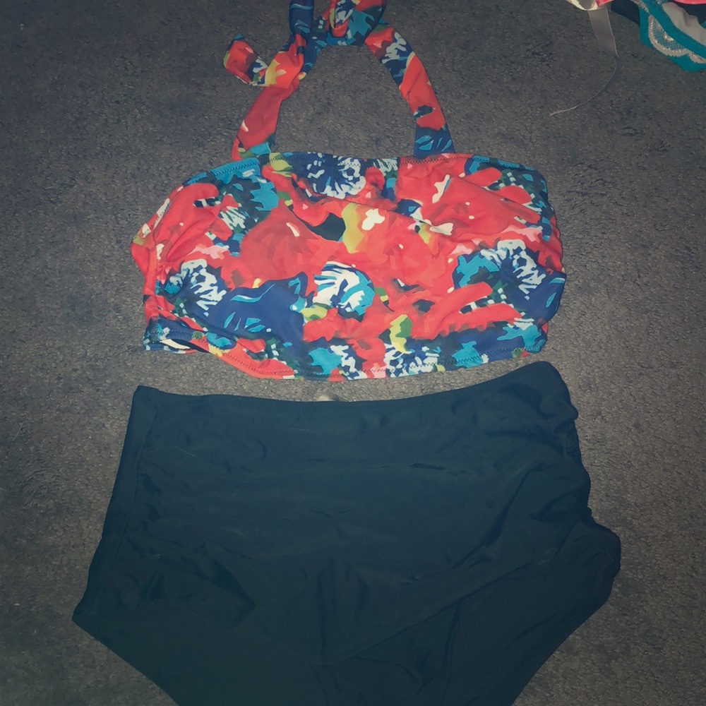 New bikini floral with high waisted bottoms